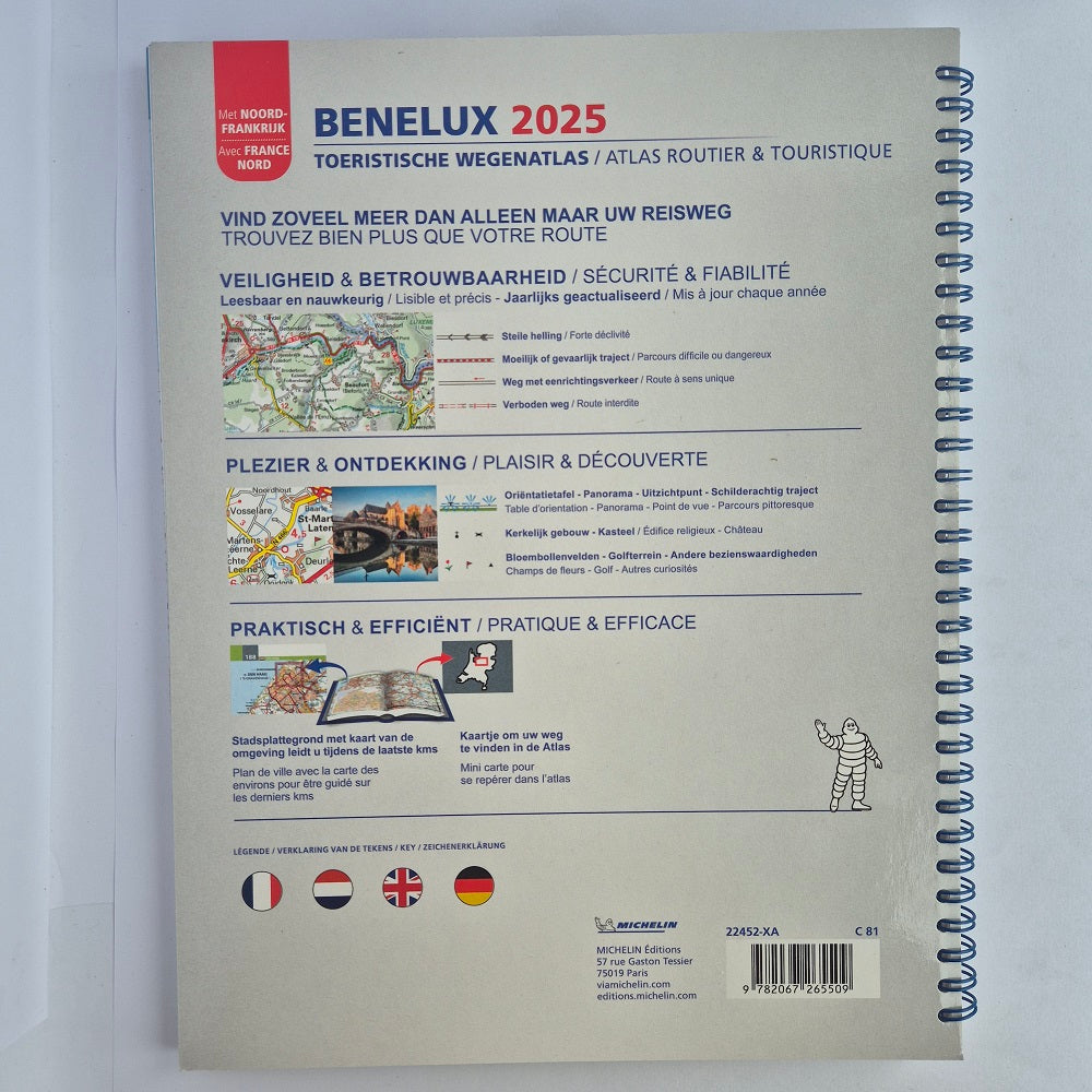 Rear cover 2025 Benelux spiral atlas Michelin ISBN9782067265509