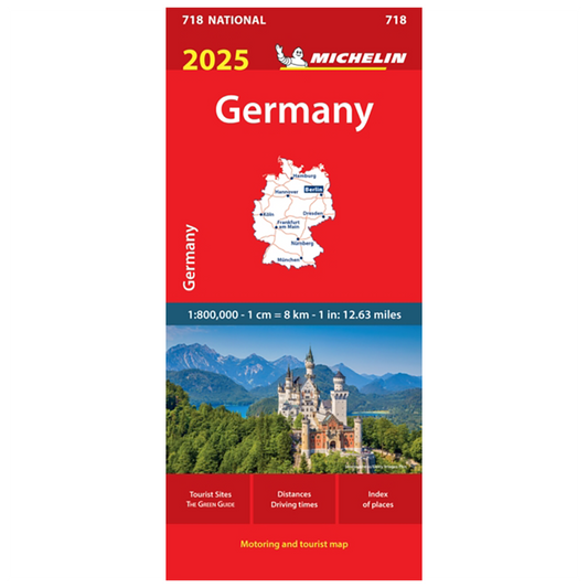 Foldout flat map Germany Michelin 718 2025 9782067265363 vicairous media books front cover