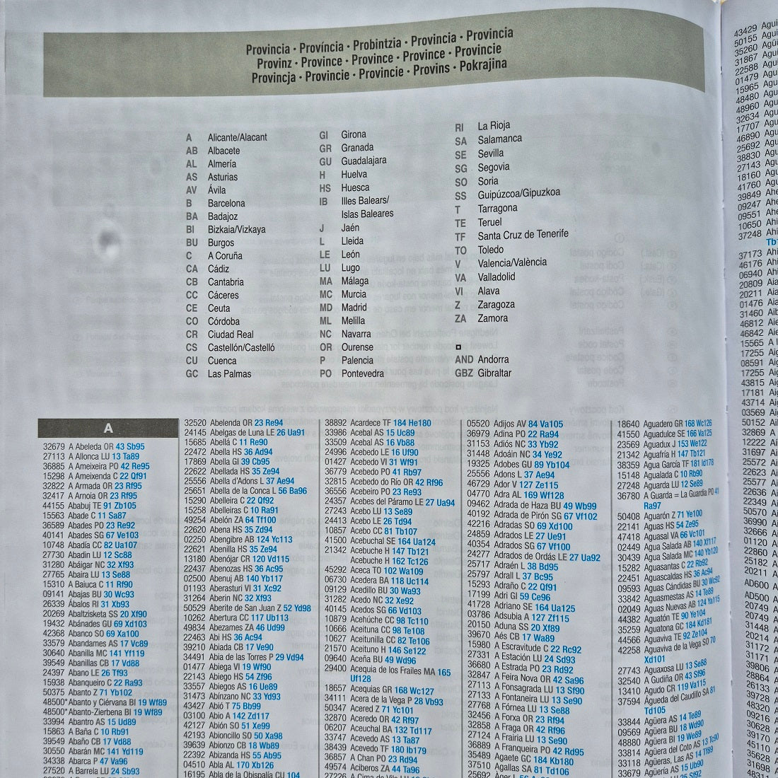 Index and Provences Spain AA Spain & Portugal Atlas 12th Edition 9780749584399