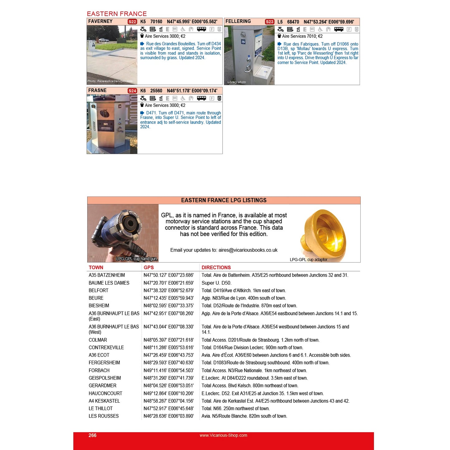 All the aires france vicarious media vicarious books ISBN 9781910664292 list of LPG stopovers in eastern france