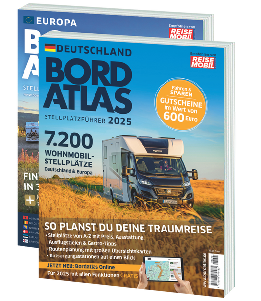 BordAtlas 9783948979485 2025 Stellplatz book covers reise mobil