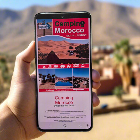 Camping Morocco Digital PDF Cover page on phone