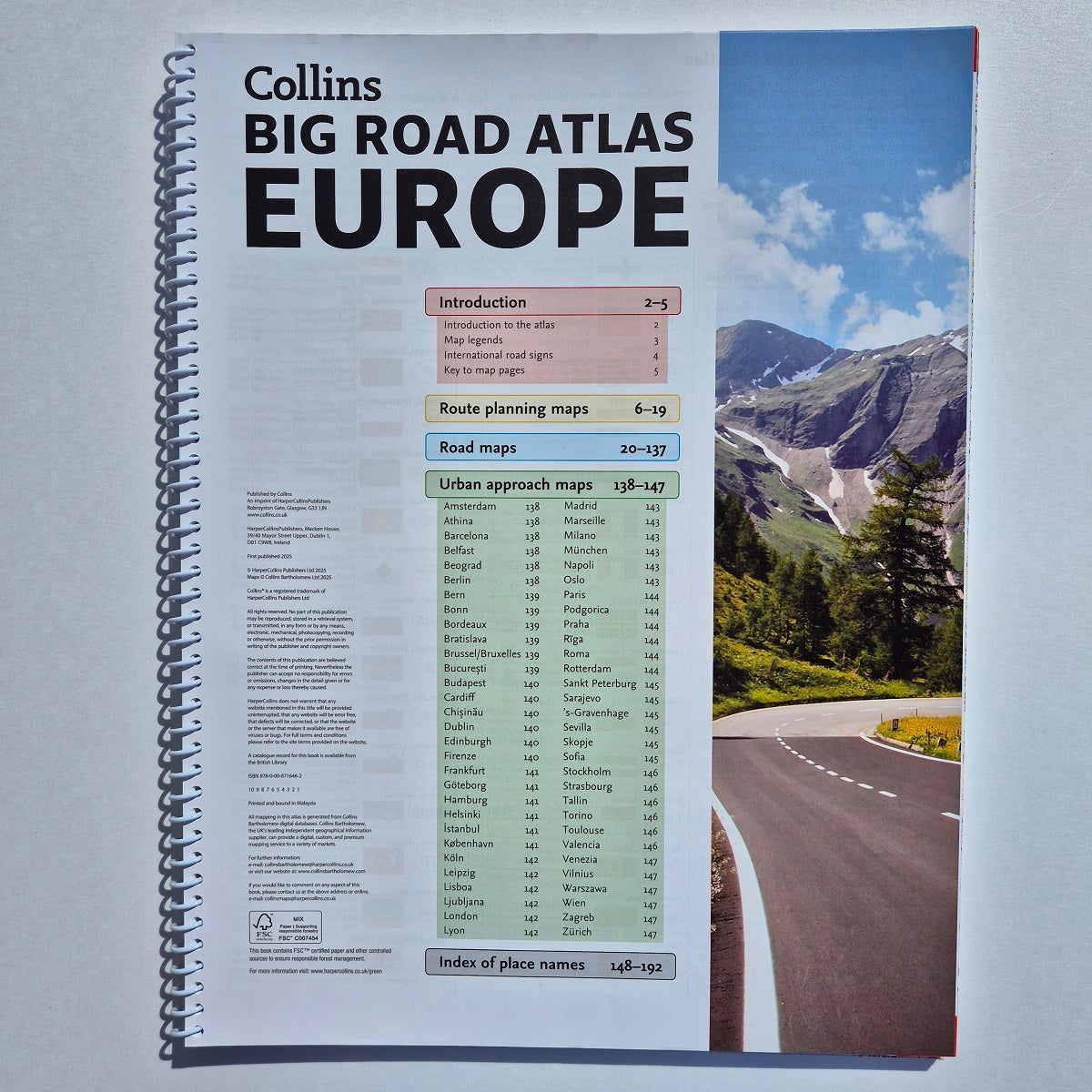 Collins Big Road Atlas Europe 2026 index of zoom maps 9780008716462