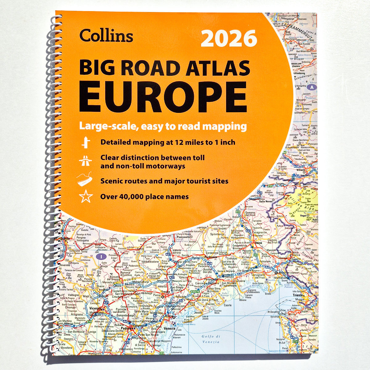 Collins Big Road Atlas Europe 2026 front cover spiral bound ISBN 9780008716462