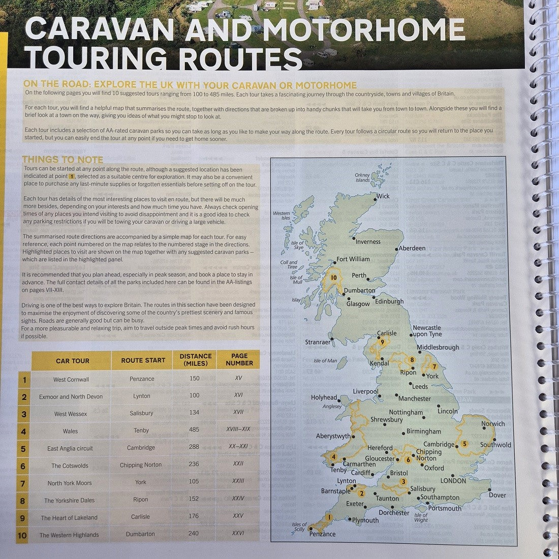 10 driving tours AA Britain Caravan and Motorhome Atlas 1st Edition 9780749584160