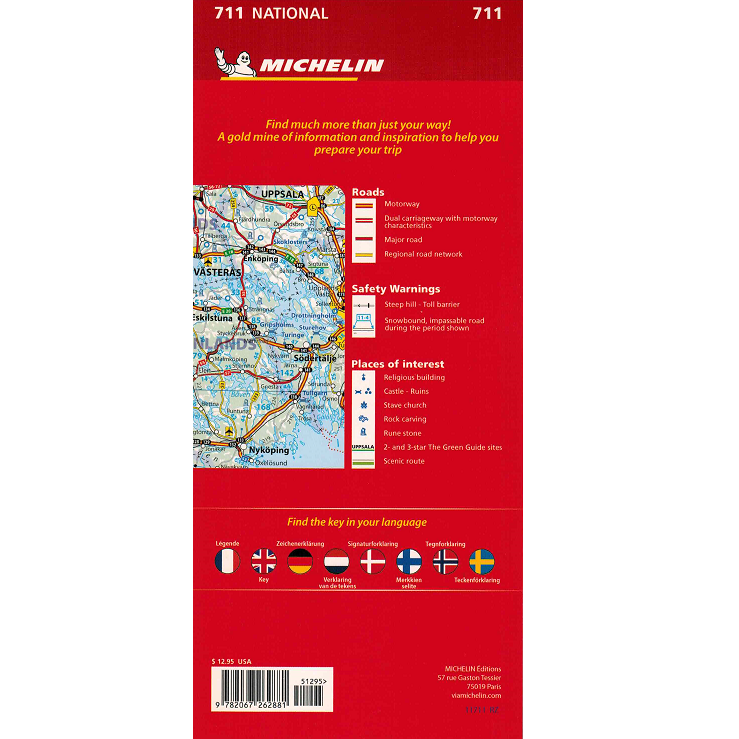 Michelin Scandinavia & Finland Sheet Map 711 ISBN:9782067262881 back cover