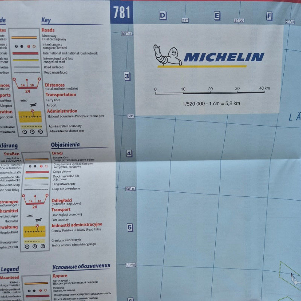Michelin 729 Baltic States Map key and scale Estonia Latvia Lithuania