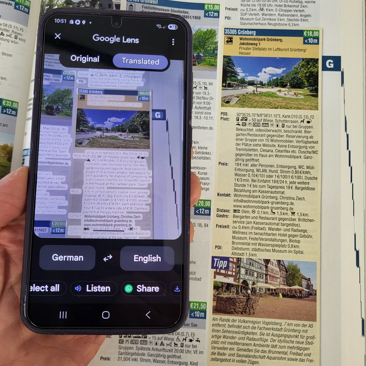 Translate German with Google Lens