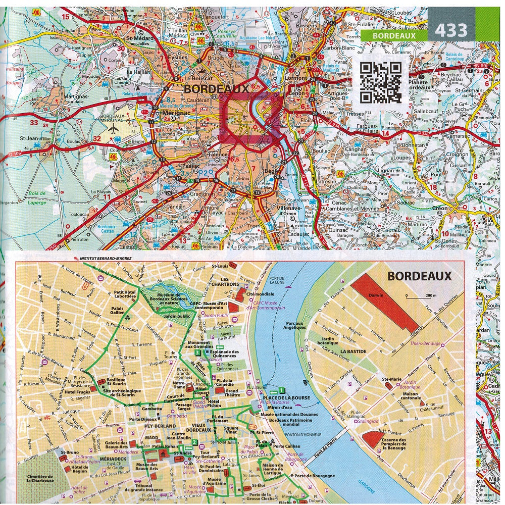 2025 Flexibound France Road Atlas Bordeaux zoom map page