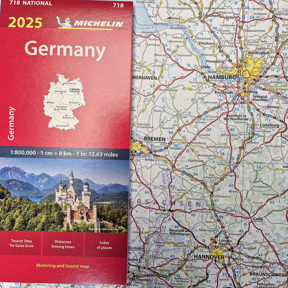Foldout flat map Germany Michelin 718 2025 9782067265363 vicairous media books map preview