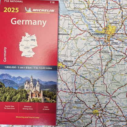 Foldout flat map Germany Michelin 718 2025 9782067265363 vicairous media books map preview