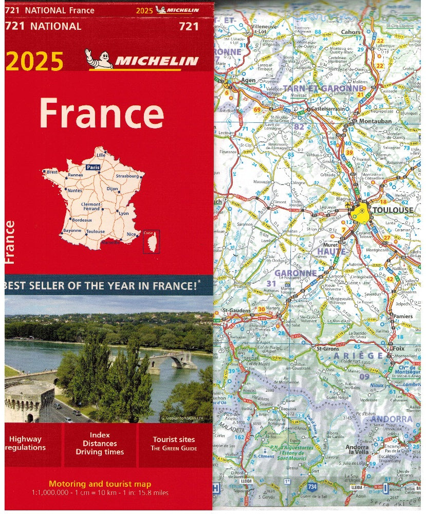 Fold out map France Michelin 721 2025 9782067264892