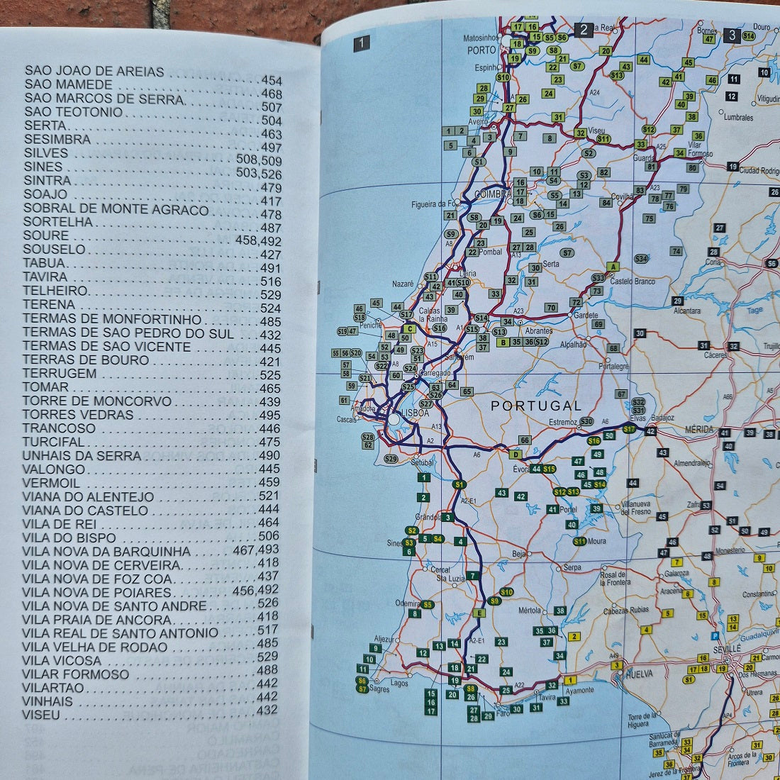 All the Aires Spain and Portugal 7th edition Portugal map and index