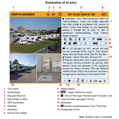 Detailed Dutch Aire with a photos, including text and icons 'All the Aires The Netherlands' 4th edition 2025 from Vicarious Books Media