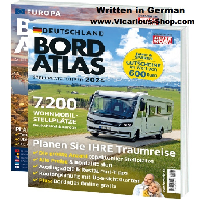 Reise Mobil Bord Atlas 2024 German Stellplatze Guide motorhome stopover Europe front cover
