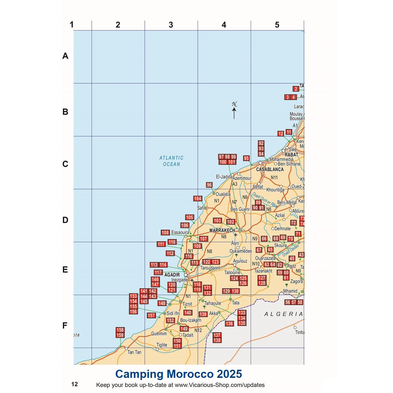 Camping Morocco 2025 map page southern Morocco printed edition