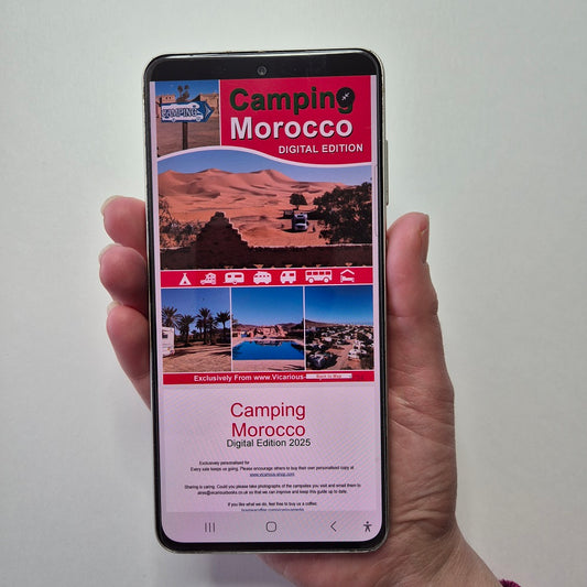 Camping Morocco Digital PDF Cover page on phone