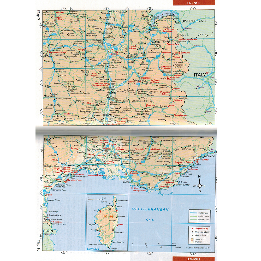 Caravan and Motorhome Club Touring Europe 2023 9781999323677 france mapping