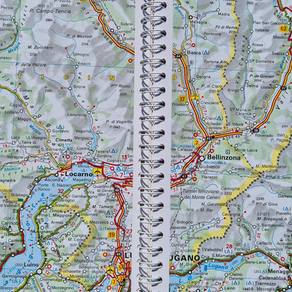 Map of the Italian lakes with detailed map of roads campsites and scenic routes