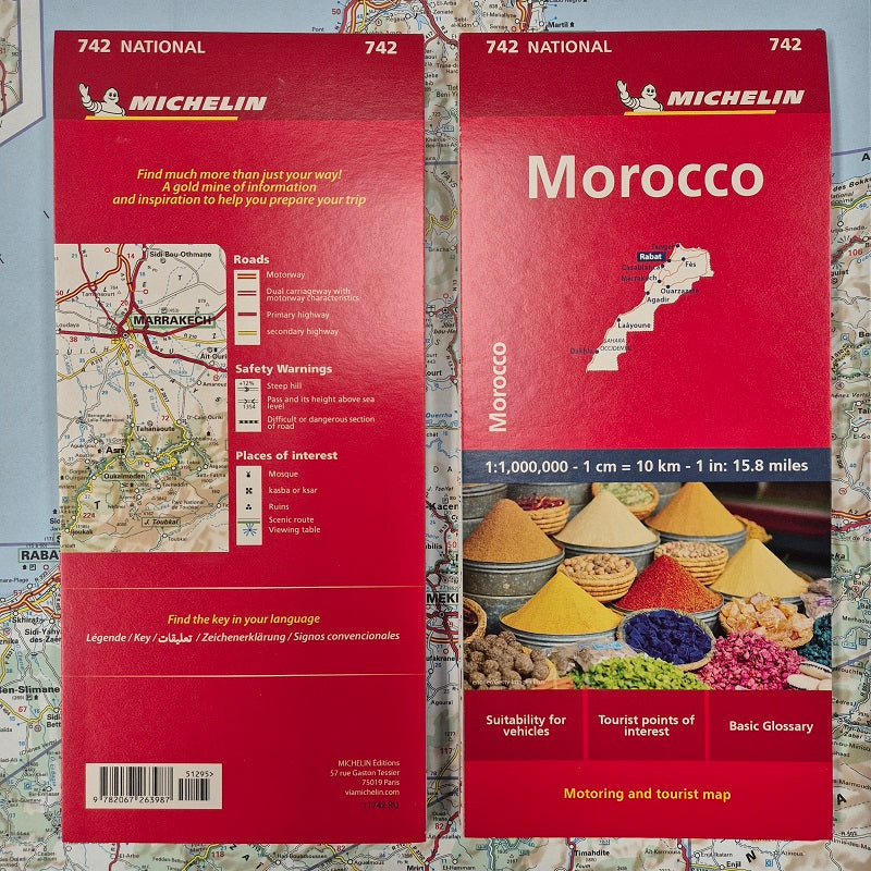 Morocco map 742 Michelin 9782067263987 front and rear cover