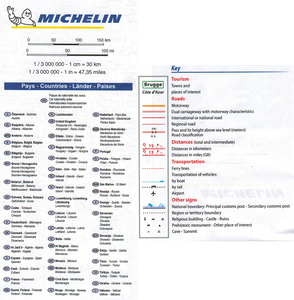 Michelin 705 Europe Sheet Map key 9782067170117