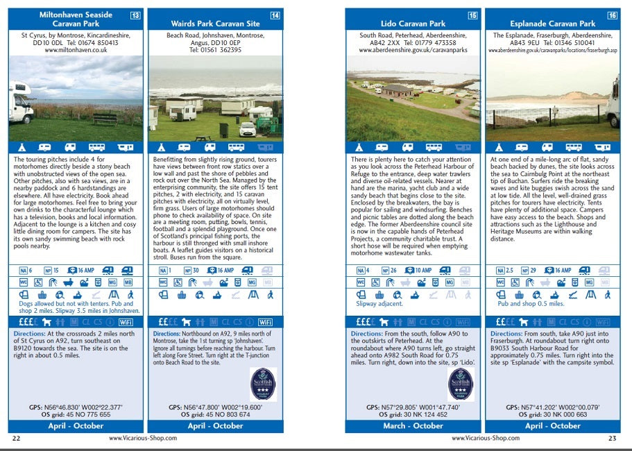 Sea View Camping Scotland, Highlands and Islands united kingdom uk campsite guidebook by vicarious media books entry information