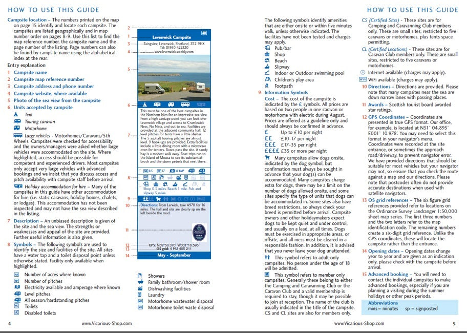 Sea View Camping Scotland, Highlands and Islands united kingdom uk campsite guidebook by vicarious media books entry information 2
