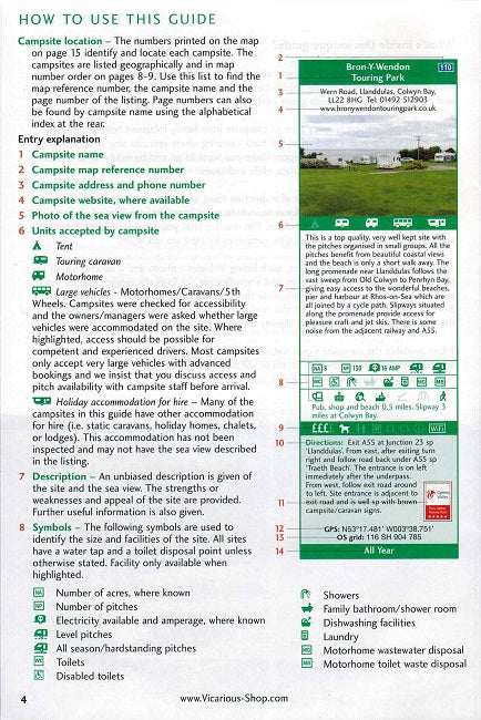 Sea View Camping Wales by vicarious media books united kingdom uk campsite guidebook whats inside